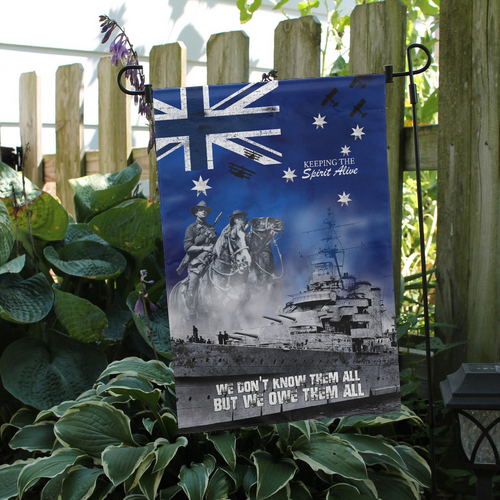 Australia Garden Flag Anzac Day Remember All The Battles Fought Blue